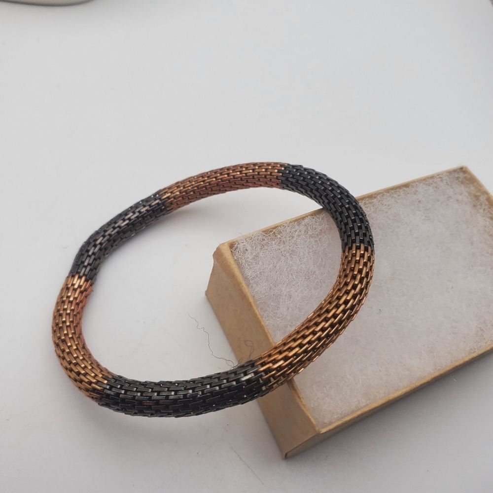 Copper and black tone snake‎ mesh bracelet